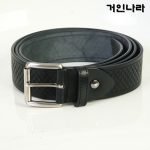 체크무늬 통가죽 비조벨트1103 - 블랙