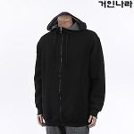 JM 하이넥 기모 짚업 긴팔후드티1a09 - 블랙