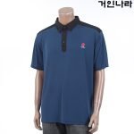 KMK 기능성 잔줄 반팔 카라티8701 - 머디블루