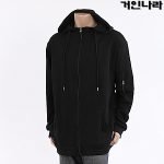 KMK 특양면 솔리드 하이넥 집업 긴팔후드티(춘추)3911 - 블랙