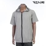 ION 솔리드 30수 짚업 반팔 후드티5104 - 그레이