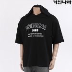 TD 기능성 오버핏 오리지널 반팔 후드티4601 - 블랙