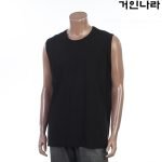 KMK 솔리드 라운드 민소매티7401 - 블랙